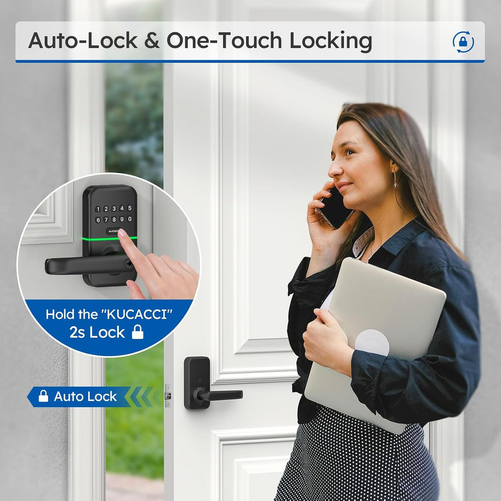 Smart Door Handle Lock with Keypad: Keyless Entry Digital Knob for Front Door - Electronic Smart Lock with Keypad