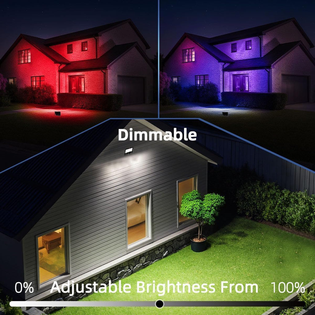 LED Flood Light 30W Outdoor RGB Color Changing, Smart Floodlights RGBW 2700K Warm White & 16 Million Colors, 20