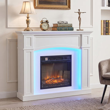 40" LED Electric Fireplace TV Stand with Mantel for TVs up to 50"