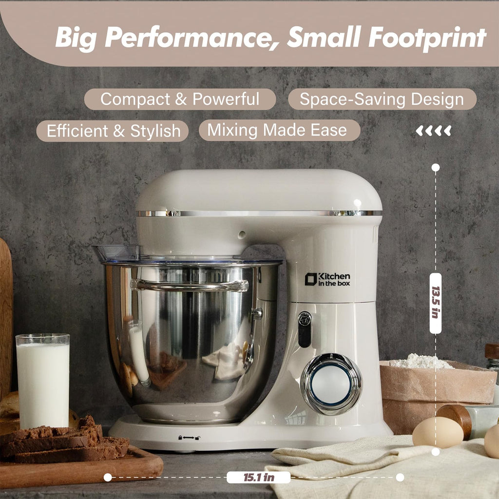 6.5 QT Stand Mixer, 10-Speed Electric Mixer (White)