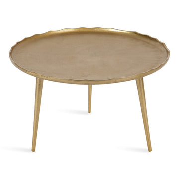Alessia Modern Coffee Table, 26 x 26 x 15, Gold, Metal Coffee Table with Antique Detailing for Storage and Display
