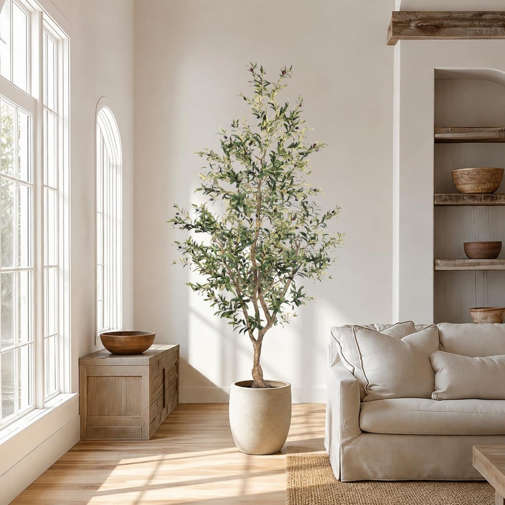 8FT Olive Trees Artificial Indoor - Thick Trunk & Lifelike Fruits