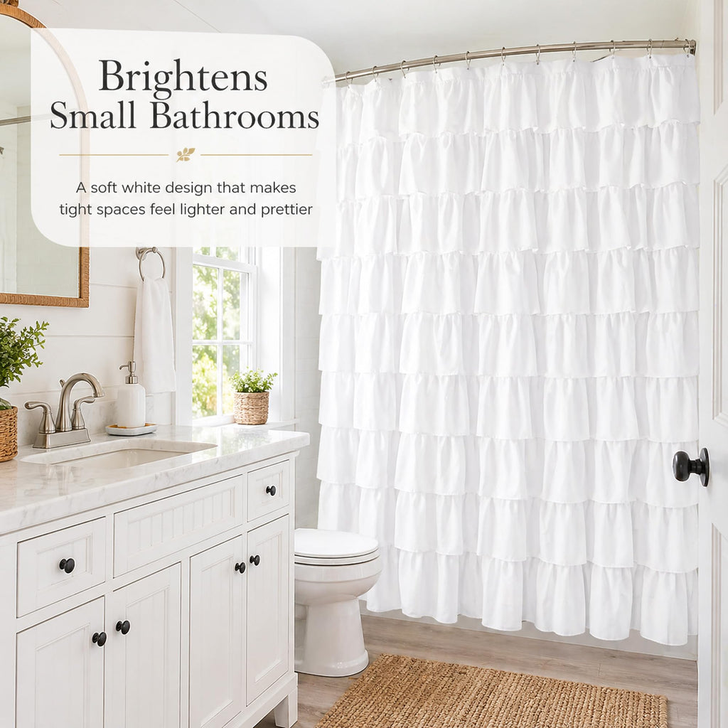 White Ruffle, 72 x 72 Inches, Farmhouse Style