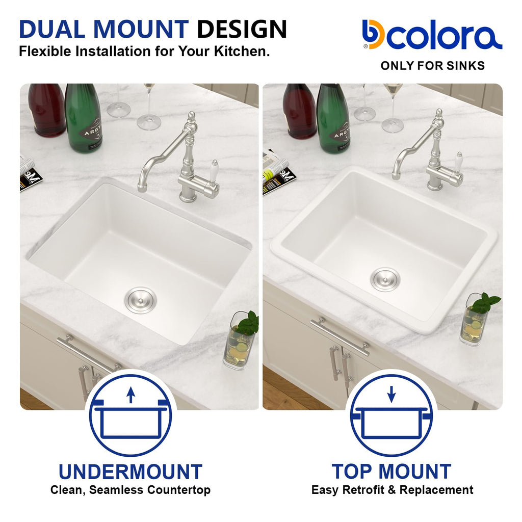 23"x18" Undermount or Drop In Ceramic Wet Bar Sink White