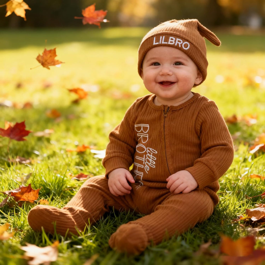 Baby Boy Outfits Zippered Romper Letter Embroidered Coming Home Jumpsuit with Hat Mittens
