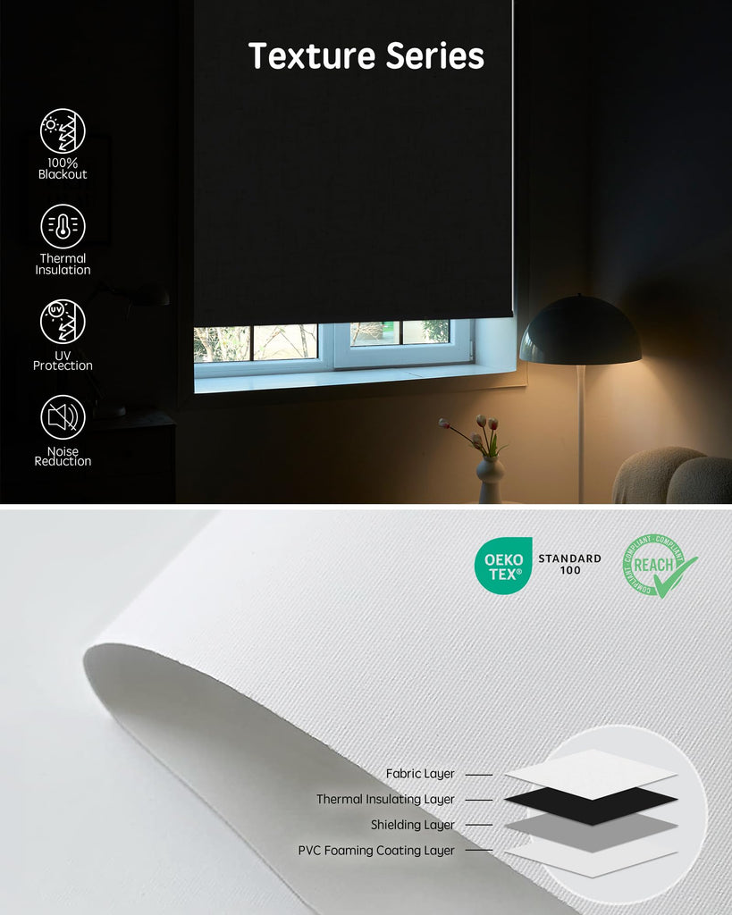 Motorized Blinds with Remote, 100% Blackout Smart Blinds Custom Size