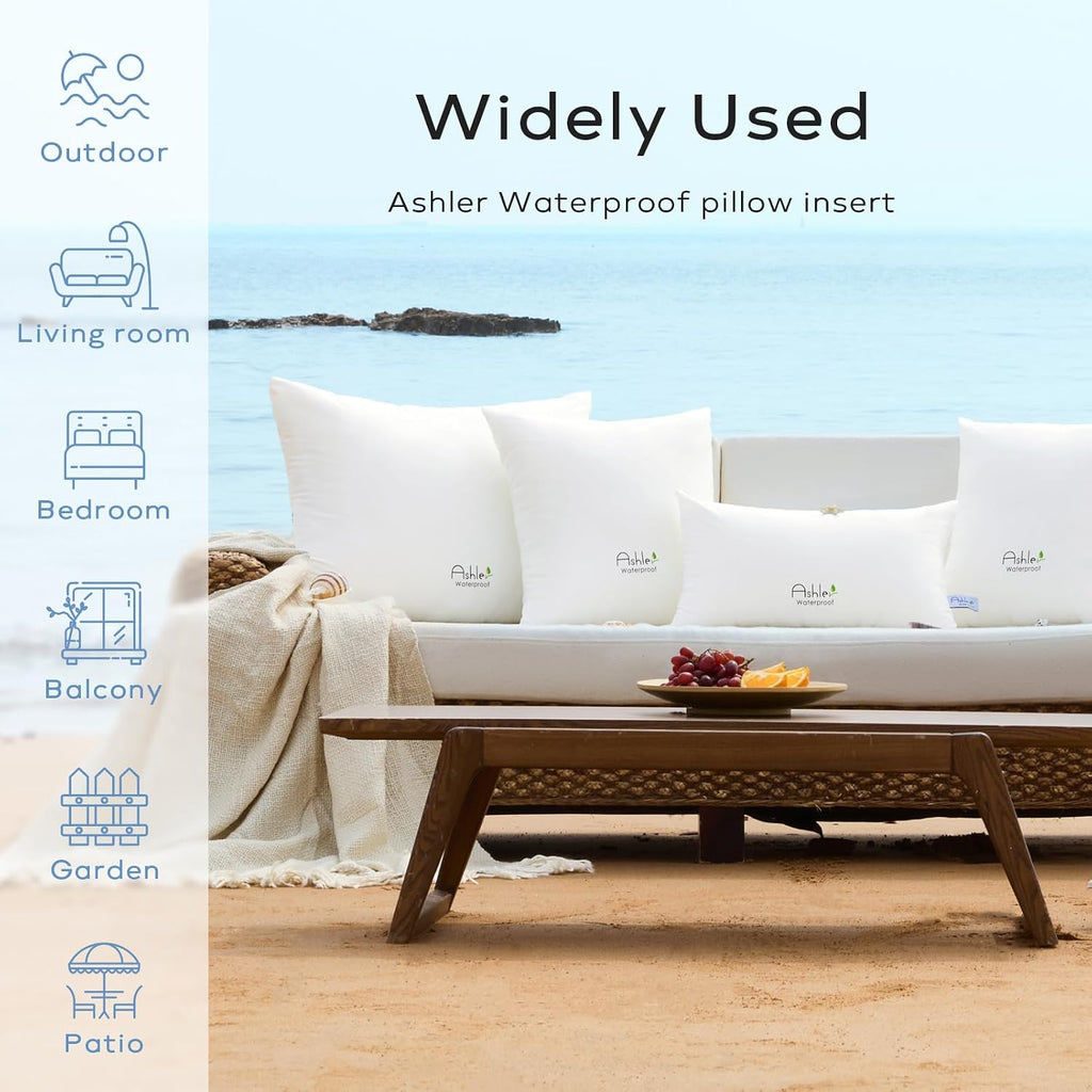2 x 20 Waterproof Throw Pillow Inserts, Outdoor - Set of 2