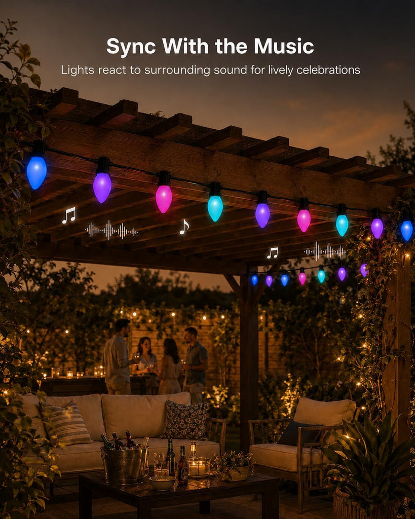 99FT 100LED Smart C9 Christmas Lights Outdoor Vintage Christmas Lights