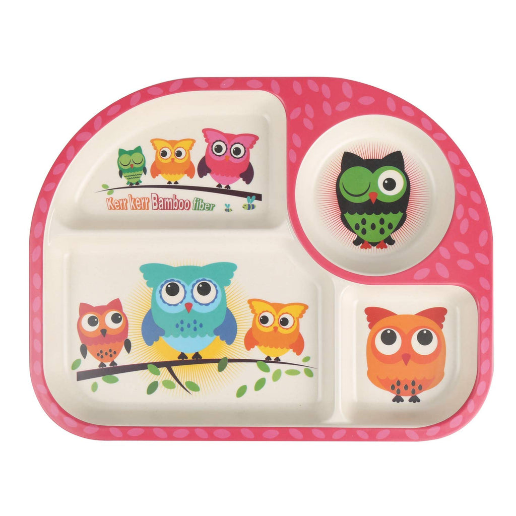 Bamboo Toddler Baby Plates and Bowls Set, 7Pcs Kids Plate Dinnerware Set