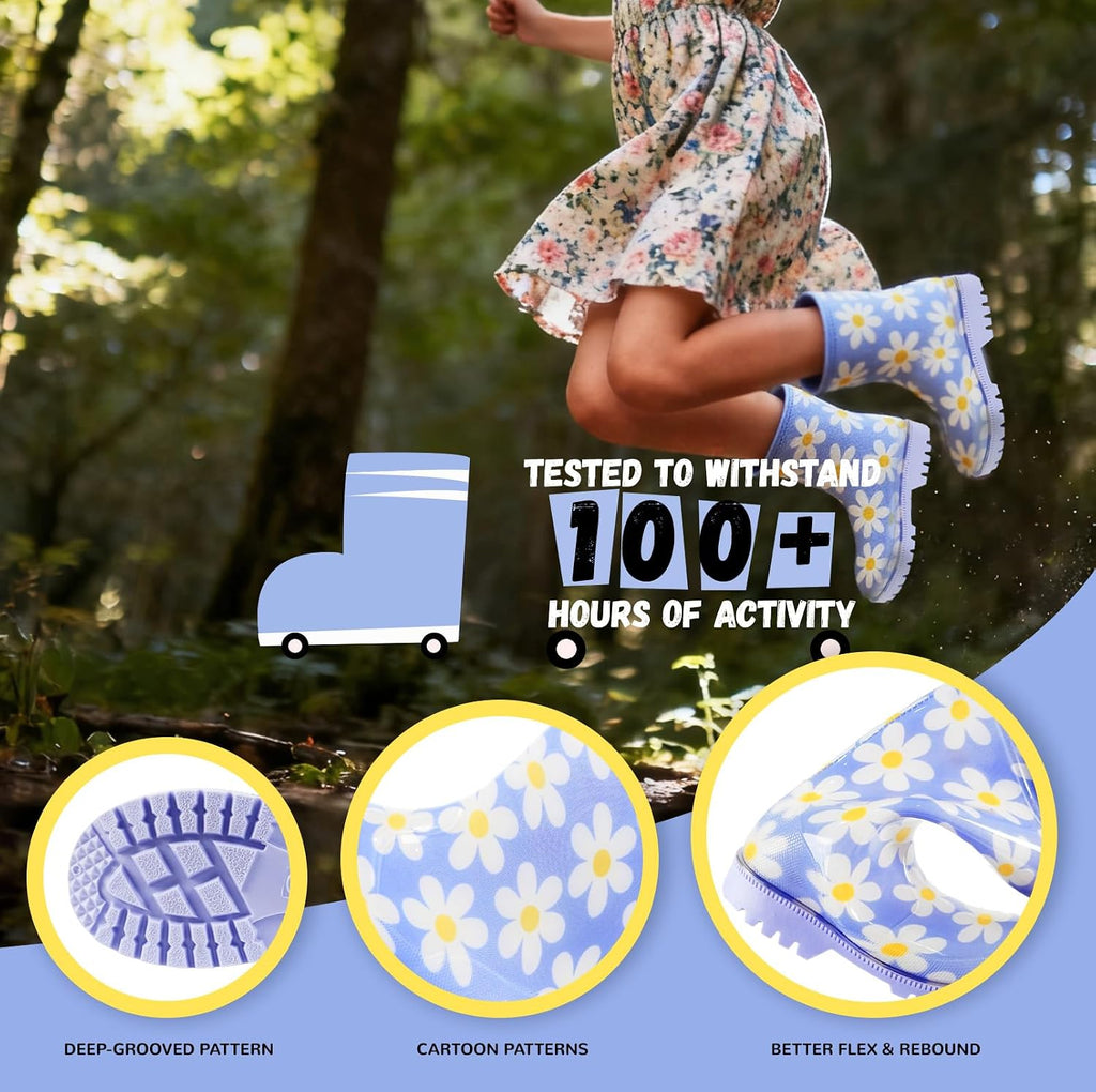 Kids Rain Boots, Fun Design Waterproof Boots