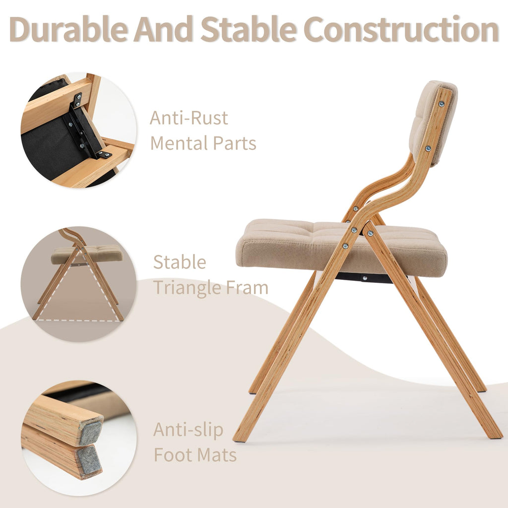 Folding Chairs with Cushion, Folding Dining Chairs, 4 Pack