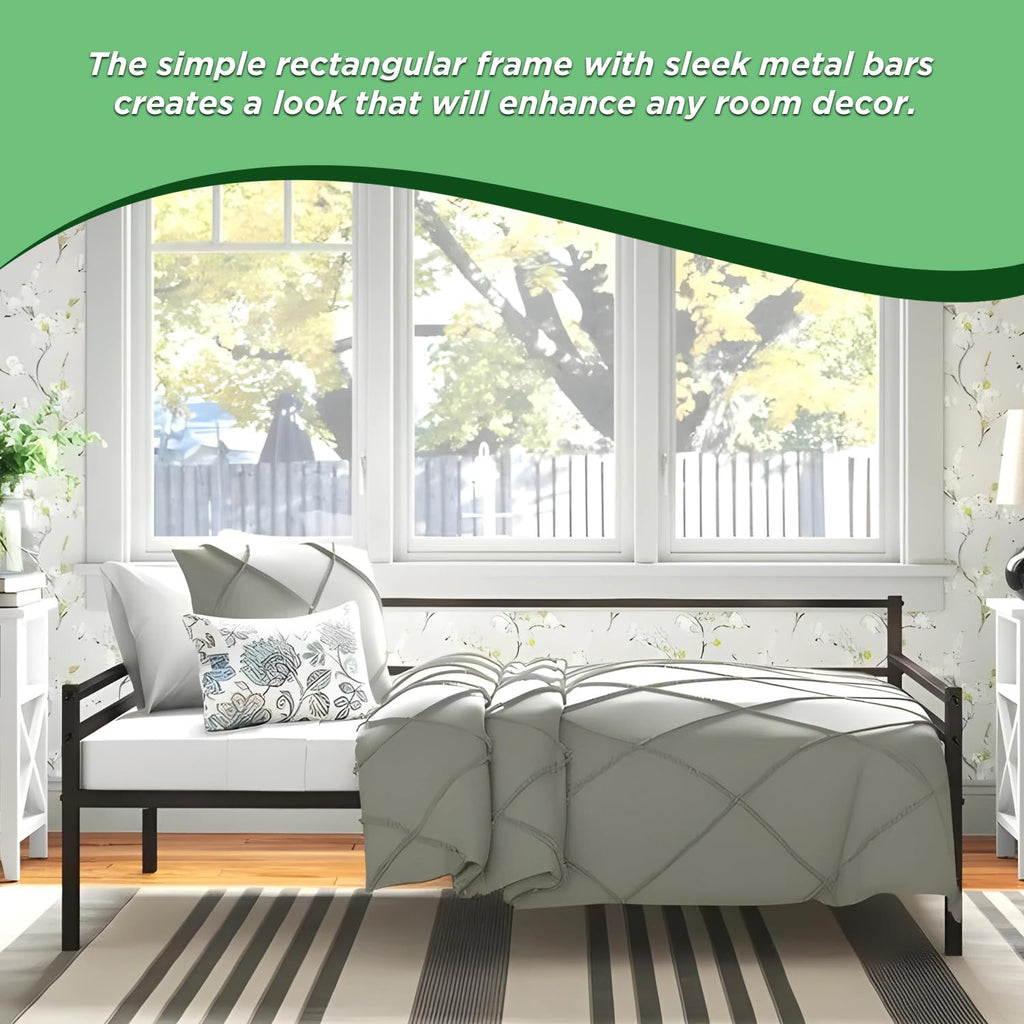Modern Metal Twin Size Daybed Frame with Metal Slats Support, Bronze Finish