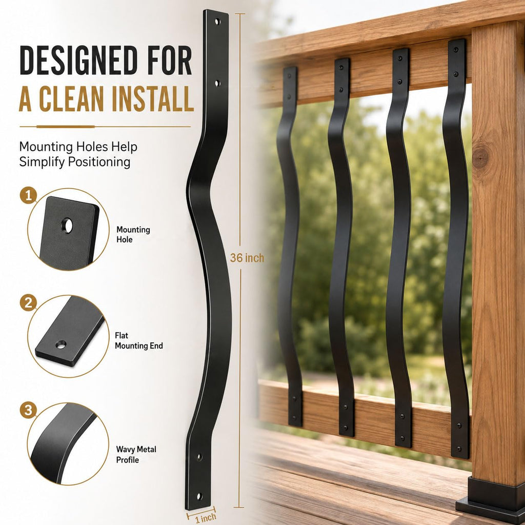 51 Pack Metal Deck Balusters, 36 inch Heavy Duty Deck Spindles with Screws