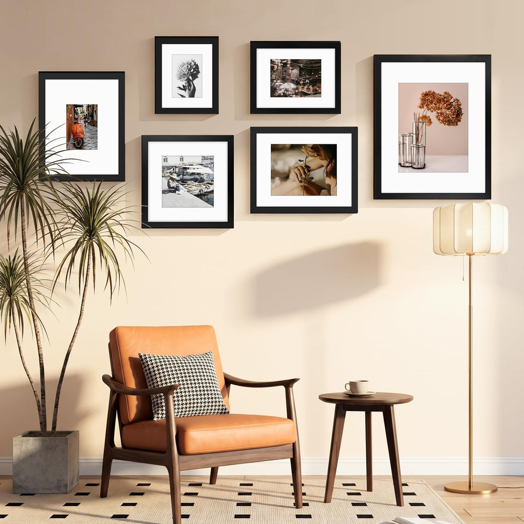 11x14 Frame with Mat for 5x7, Real Glass, Black