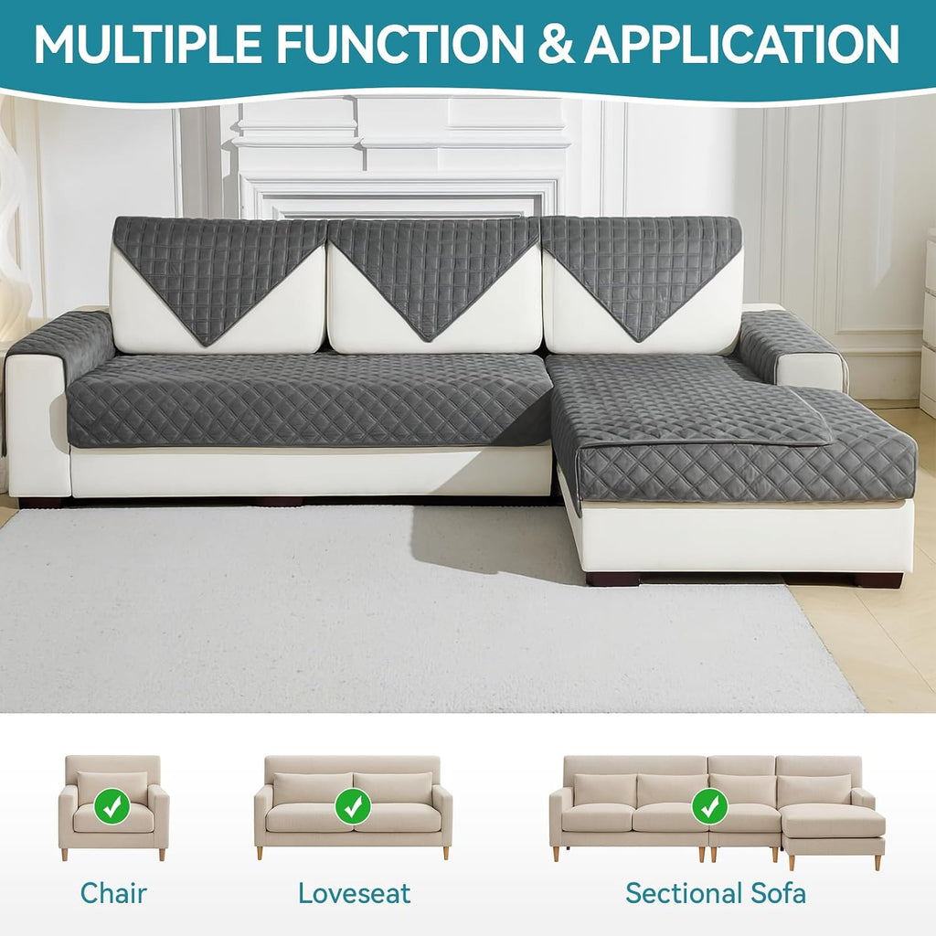 Velvet Couch Cover, Sectional Sofa Covers, Anti Slip Couch Covers for 3 Cushion Couch Pet Friendly, Washable Sofa