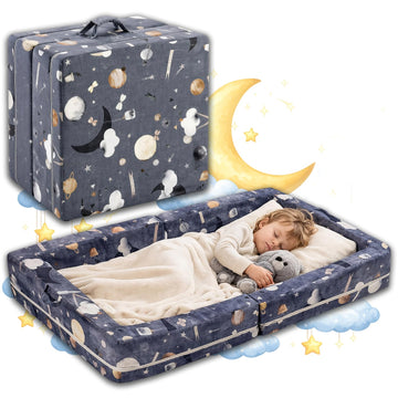 Portable Toddler Bed - Foldable Toddler Travel Bed & Folding Floor Bed for Kids/Toddlers 1-5, High-Density Foam