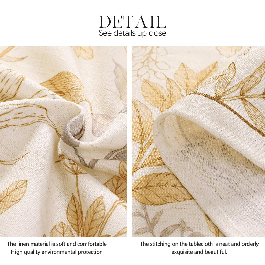 Designer French Farmhouse Fall Tablecloth, Rectangular, 87"x63"