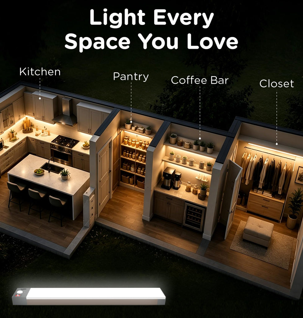 Under Cabinet Lighting Plug in, AC120V 3CCT 3000/4000/5000K Motion Sensor Light Indoor with Timer, Super Bright