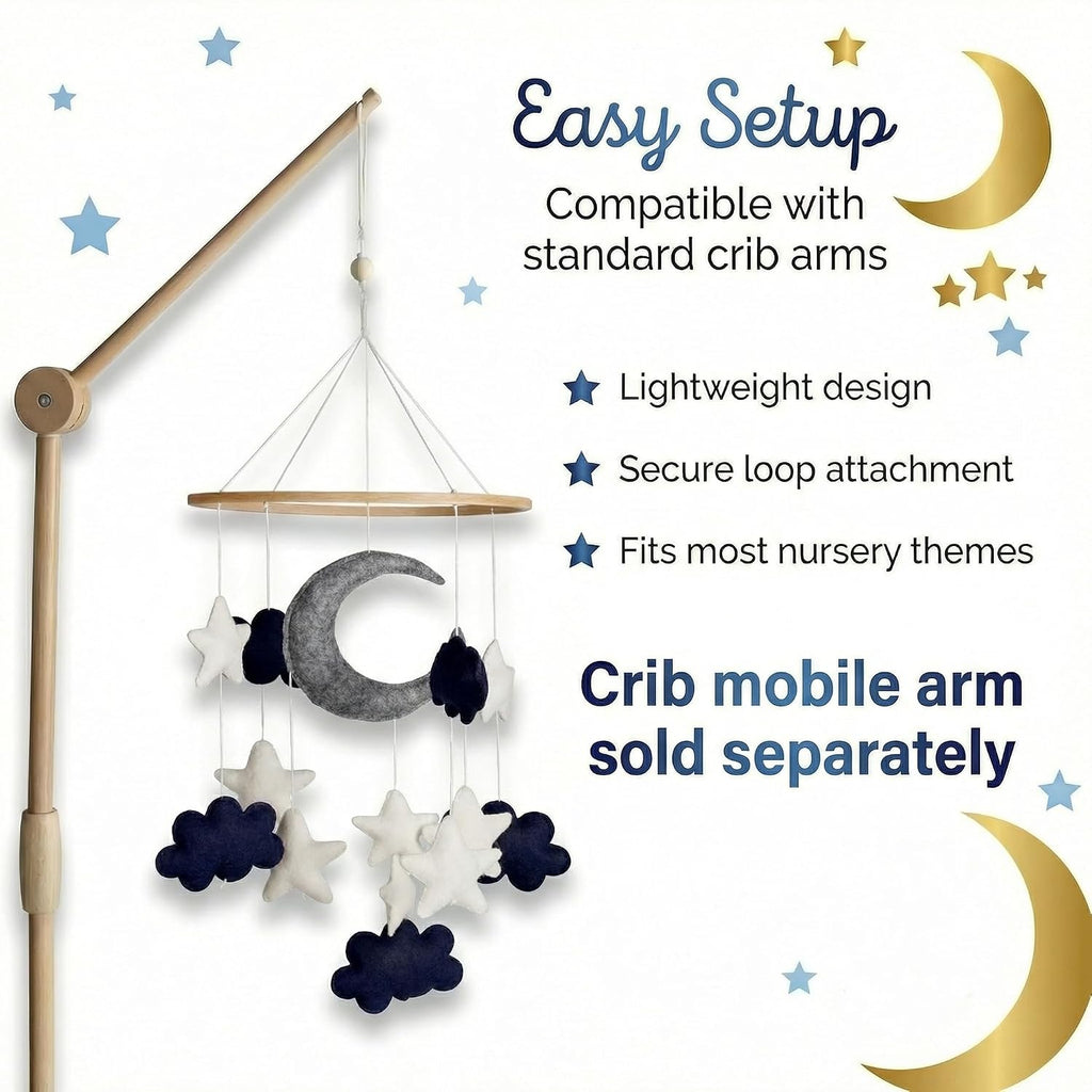 Baby Mobile - Blue Moon, Stars & Clouds Crib Mobile for Boys