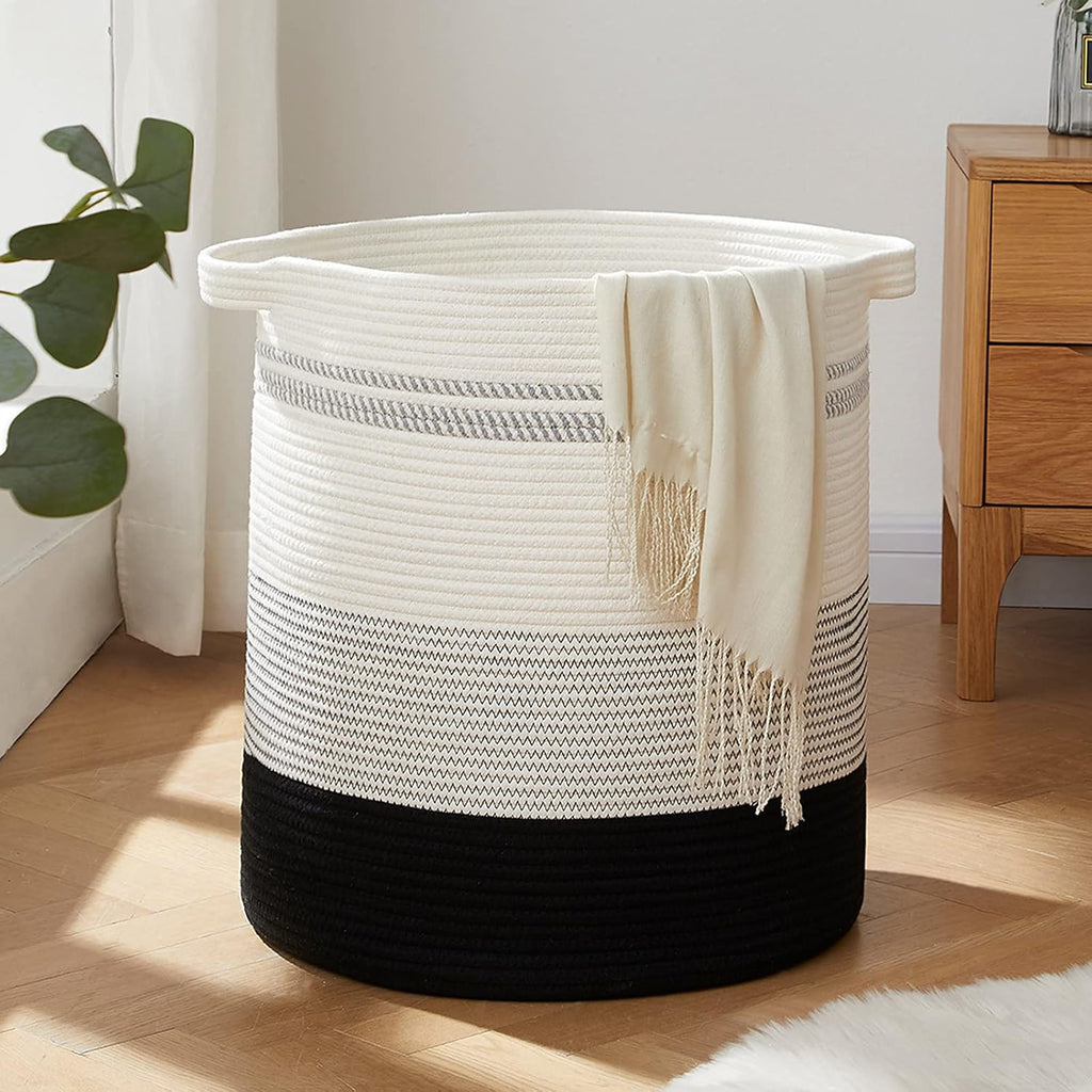 80L Laundry Hamper,Storage Basket with Handles,Decorative Basket ,Woven Storage Basket for Toys Bin,Pillows
