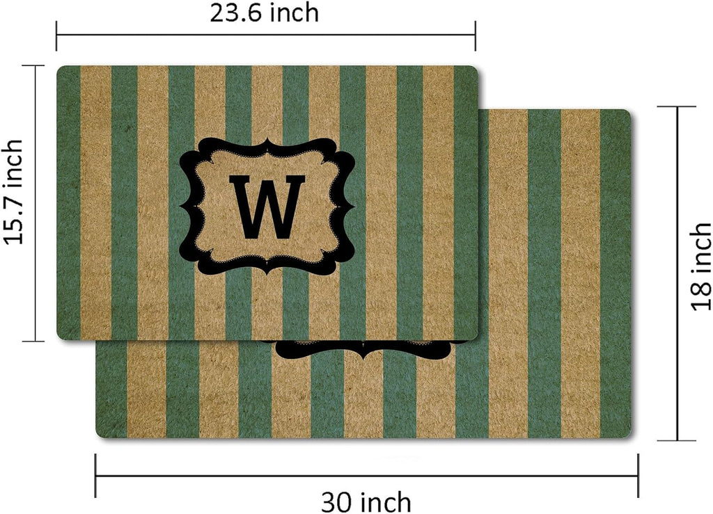 Custom Striped Monogram Doormat Personalized Initial Welcome Mat Non-Slip Rubber Indoor Outdoor Rug Home Office