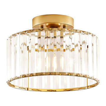 Crystal Gold Semi Flush Ceiling Light 10.63 Inch