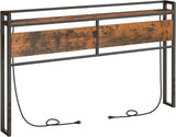 King Headboard, Headboard with 2 Outlets and 4 USB Ports, Adjustable Height, Storage Rack, Sturdy and Stable