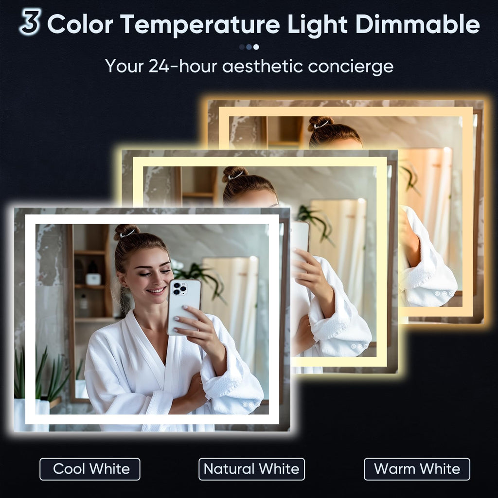 40"x 30" LED Bathroom Mirror with Lights