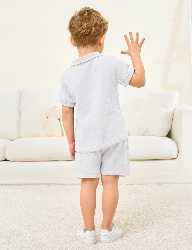 Baby Boys Cotton Gauze Shirt/Shorts Sets Toddler Clothes Outfit 2PC
