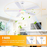 Ceiling Fans with Lights, 52 Inch Low Profile Ceiling Fan with Light and Remote Control,Reversible,RGB,3CCT, Dimmable,Quiet,White Ceiling Fan for Bedroom Indoor/Outdoor Use A101-B0DTDFC6GH