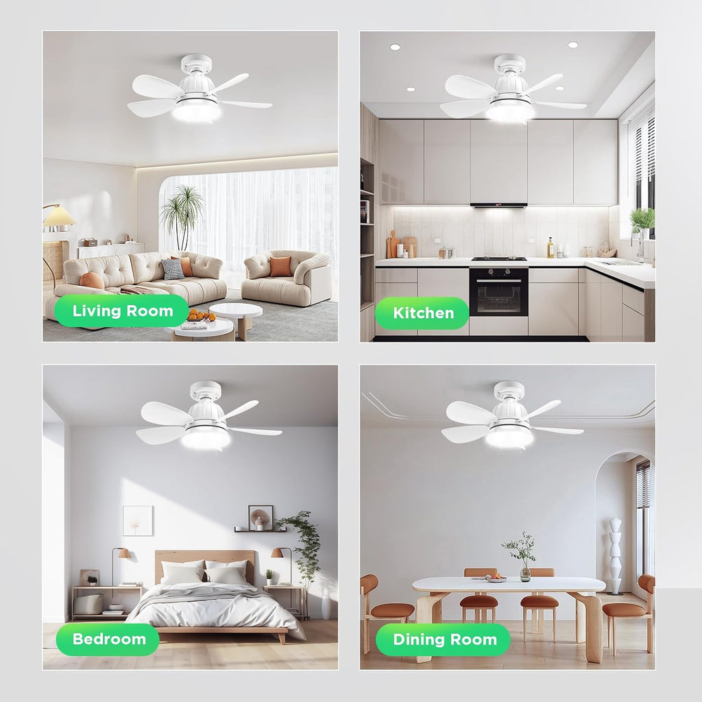Socket Fan Light with Remote: 18'' Small Ceiling Fans with Lights, 2000 Lumens Dimmable Led Bulb, 3 Colors 3000K-6500K, Easy Install Screw in E26 Base for Bedroom Living Room Kitchen Garage A101-B0DM17J82H