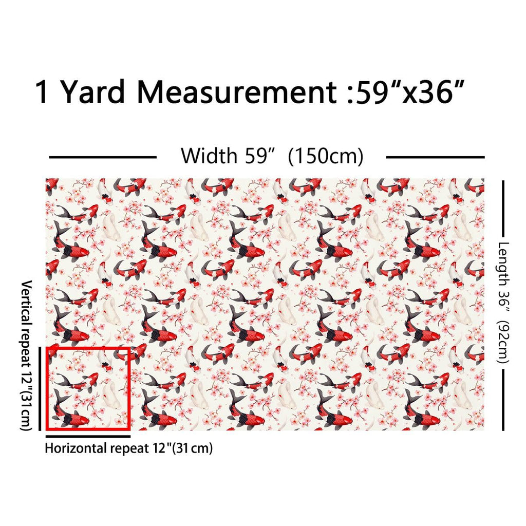 Koi Fabric By the Yard, 5 Yards