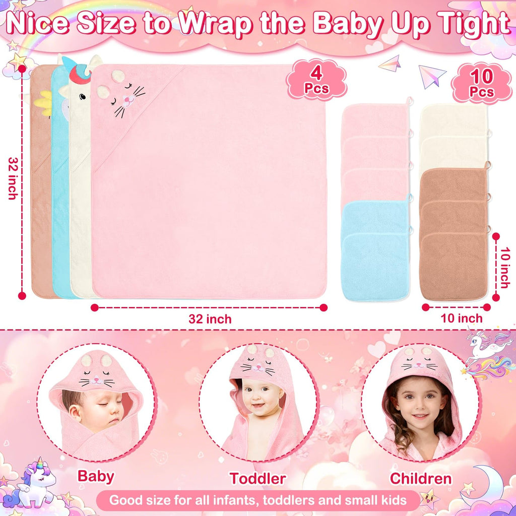 14 Baby Towel Set, Soft Baby Bath Towels and Washcloths Set-Bath Essentials