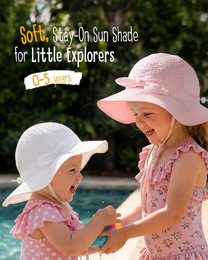 3 Pack Baby Sun Hat Toddler Beach Hat Girls UPF 50+ Wide Brim Infant Kids Summer Adjustable Sun Protection