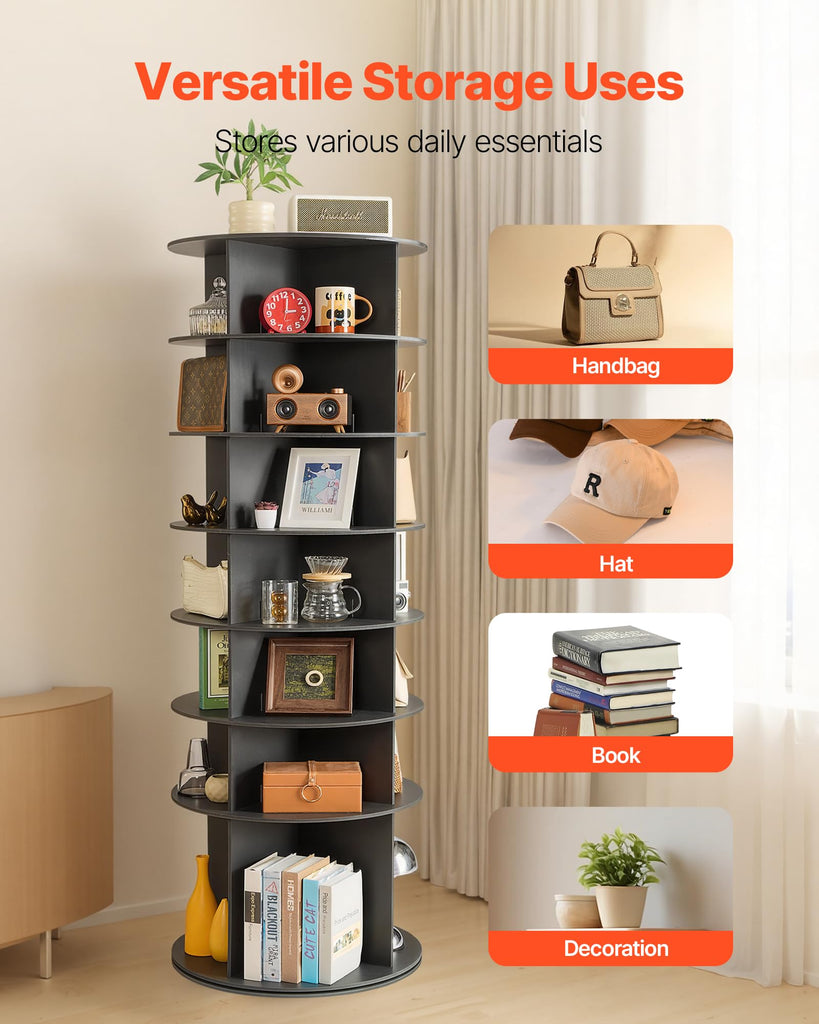 7 Tiers Rotating Shoe Rack Tower, 360° Spinning Shoe Rack, Revolving Storage Round Carousel Display, Freestanding