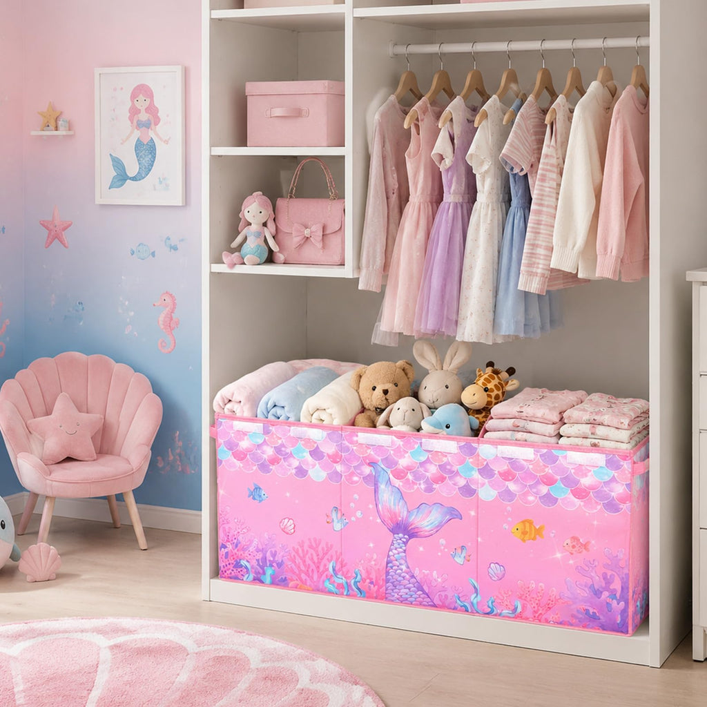 Toy Box with Adjustable Divider Large Toy Chest Storage Bedroom