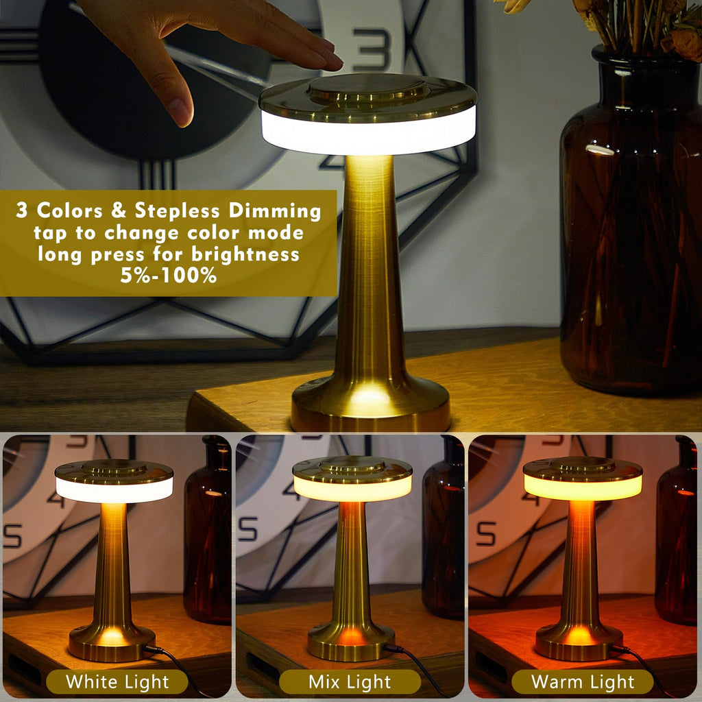 12 Pcs LED Cordless Table Lamp Bulk Rechargeable,Gold