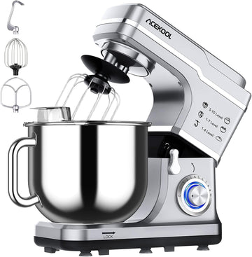 7.5QT Stand Mixer, 660W Kitchen Mixer with 10 Speeds, Silver