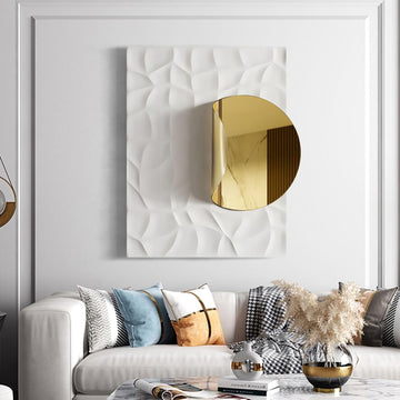 Large Modern Metal Wall Art, 3D Geometric Gold Abstract Rectangle Wall Sculpture, Contemporary Wall Hanging Decor