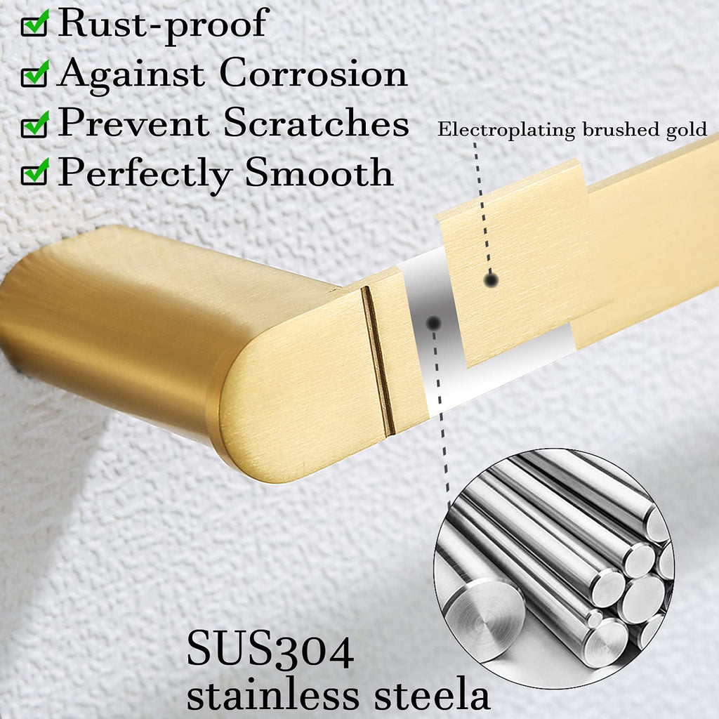 Brushed Gold Bathroom Hardware Set Bathroom Towel Holder Set 4 Piece Include 18" Gold Towel Bar Toilet Paper Holder