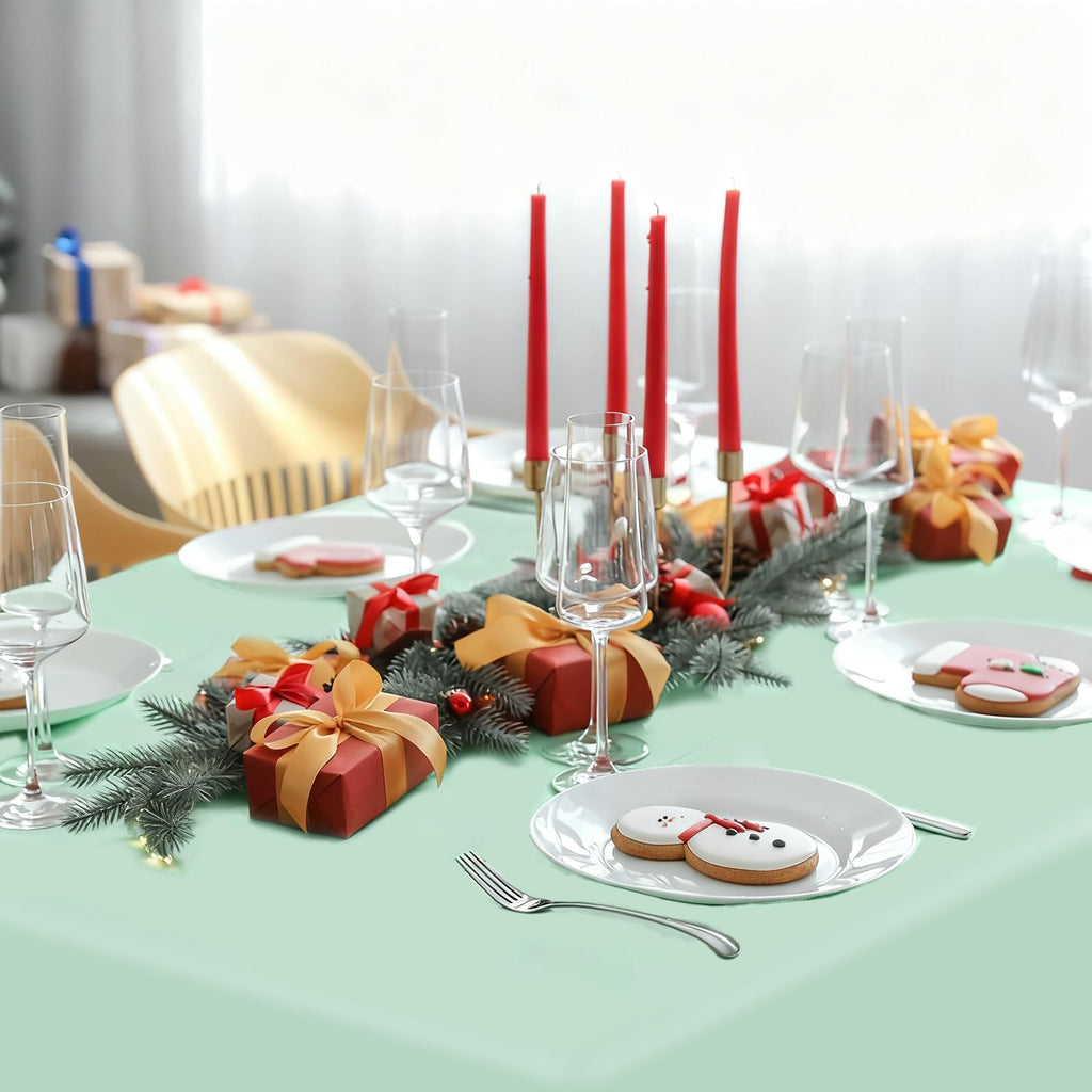 16 Pcs Christmas Plastic Tablecloth Rectangle Table Cover Pink Red Green Waterproof Table Cloth for Xmas Party Winter