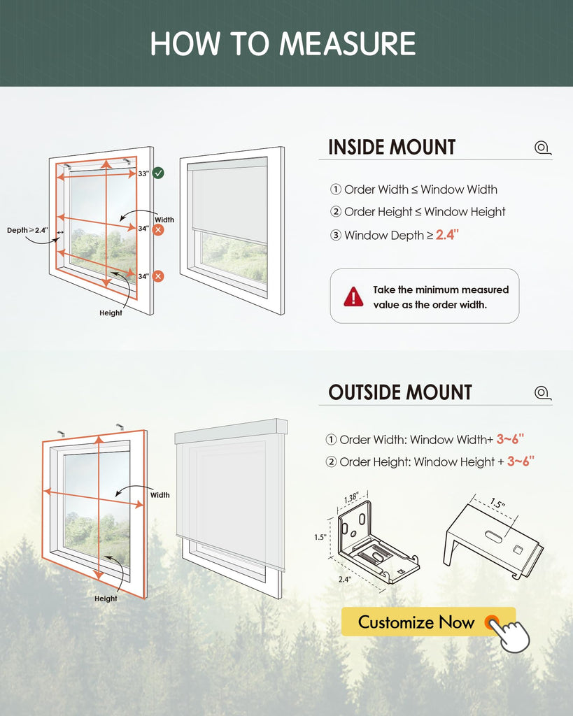 Motorized Blinds with Remote, 100% Blackout Smart Blinds Custom Size