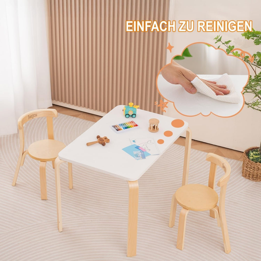 Kids Table and 2 Chairs Set, Wooden Table and Chairs for Kids & Toddler,Kid Wooden Furniture