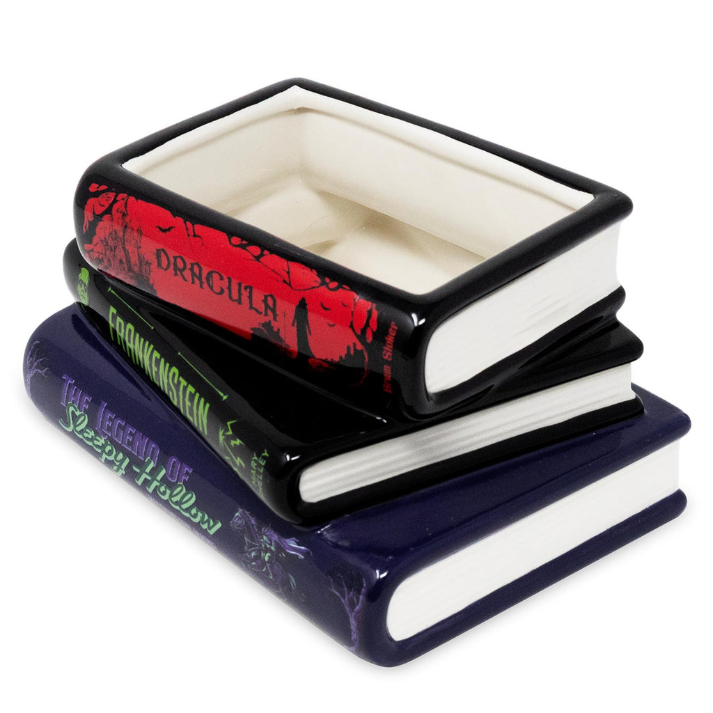 Mill & Co. Ceramic Stacked Books Planter, Gothic Halloween