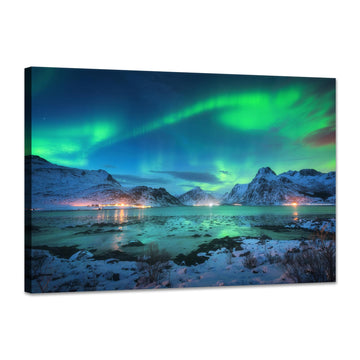 Alaska Canvas Wall Art Aurora Pictures Posters Northern Lights Decor Landscape Mountains Framed Prints Office Decor