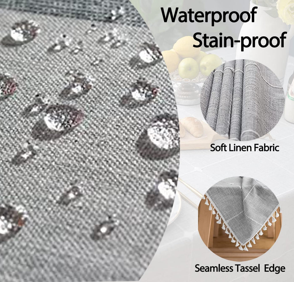 Linen Rectangle Table Cloth Waterproof Cotton Fabric Farmhouse Burlap Rustic Boho Gray Oblong Tablecloth for Party