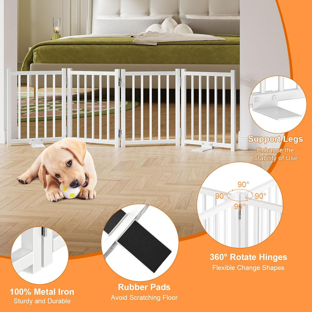 Short Dog Gate Indoor, 16" High Freestanding Small Dog Door Gates with Support Feet, Expands Up to 48'' Wide Foldable
