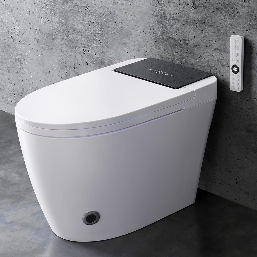 Smart Toilet with Bidet Built In, Heated Seat & Dual Auto Flush, Foot Sensor