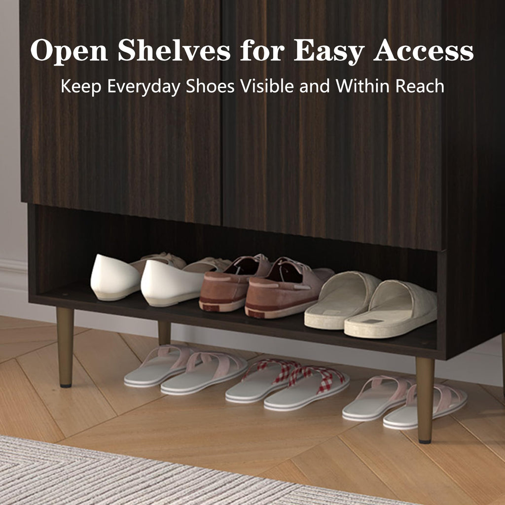 Modern Shoe Cabinet, 24 Pairs Shoe Storage Cabinet, Brown