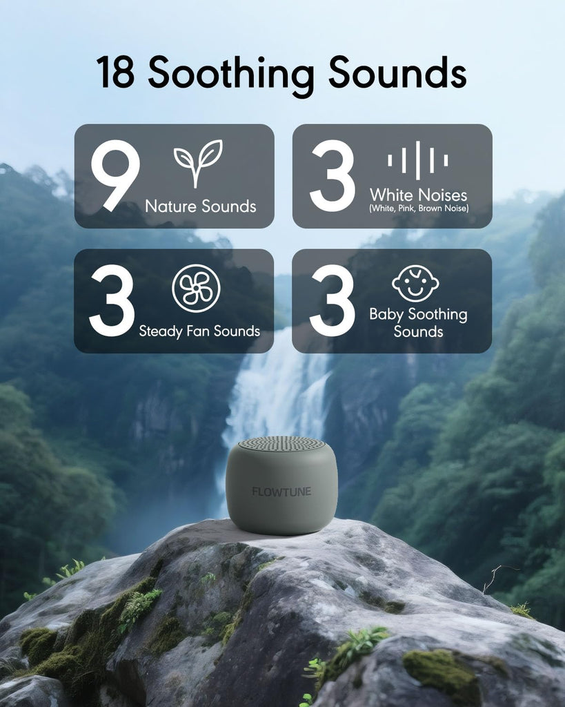 Sound Machine White Noise Machine for Baby Adults, 18 Non-looping Sounds, Timer, Memory Function, Portable Sleep